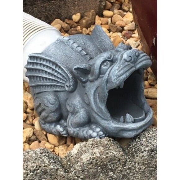 Roland the Gothic Gargoyle Gutter Guardian Rain Downspout Extension Statue - Picture 2 of 2